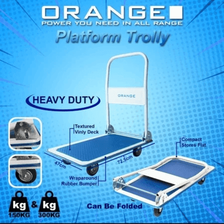 gambar Troli Barang Lipat Orange Roda 4 P72/150kg - Kecil ke-2